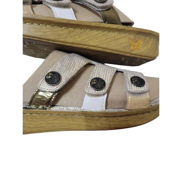 Alegria Venice Casual Slip On Gold Leather Wedge Sandals VEN-293 Womens EU37 US7 - Picture 4 of 10